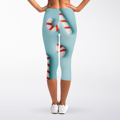 Christmas Candy Candies Pattern Print Women's Capri Leggings