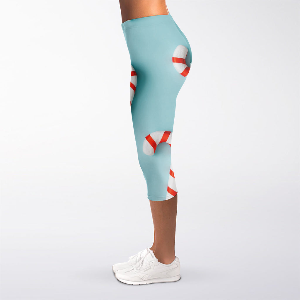 Christmas Candy Candies Pattern Print Women's Capri Leggings