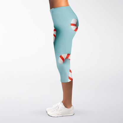 Christmas Candy Candies Pattern Print Women's Capri Leggings
