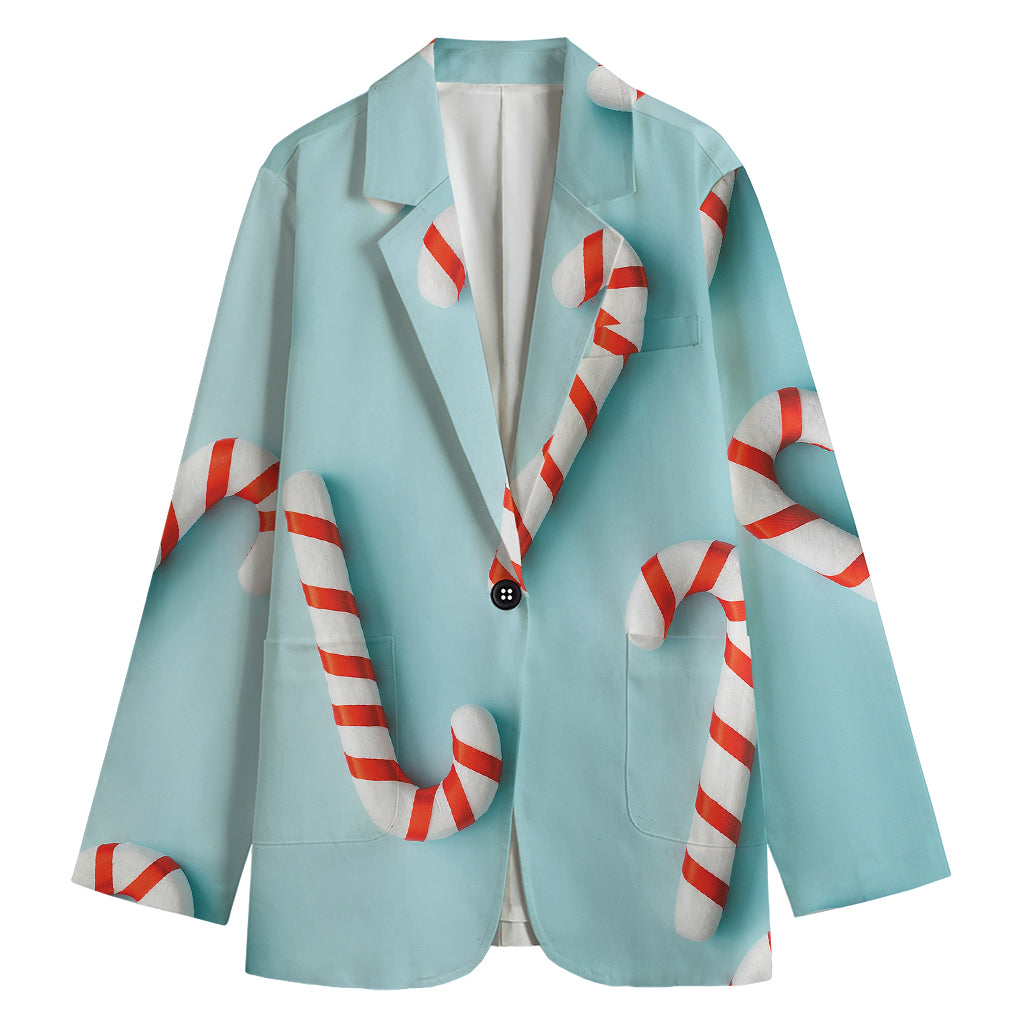 Christmas Candy Candies Pattern Print Women's Cotton Blazer