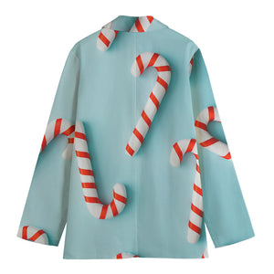 Christmas Candy Candies Pattern Print Women's Cotton Blazer