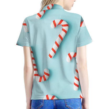 Christmas Candy Candies Pattern Print Women's Polo Shirt