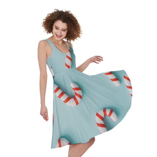 Christmas Candy Candies Pattern Print Women's Sleeveless Dress