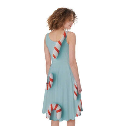 Christmas Candy Candies Pattern Print Women's Sleeveless Dress