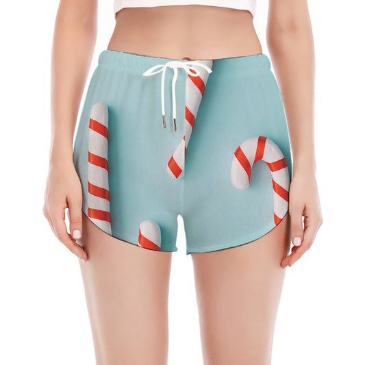 Christmas Candy Candies Pattern Print Women's Split Running Shorts