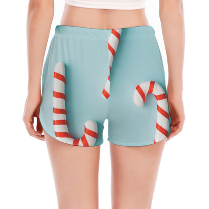 Christmas Candy Candies Pattern Print Women's Split Running Shorts