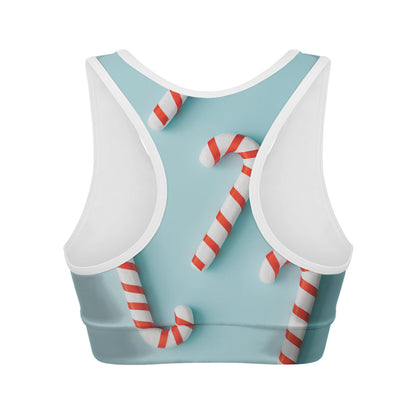 Christmas Candy Candies Pattern Print Women's Sports Bra