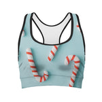 Christmas Candy Candies Pattern Print Women's Sports Bra