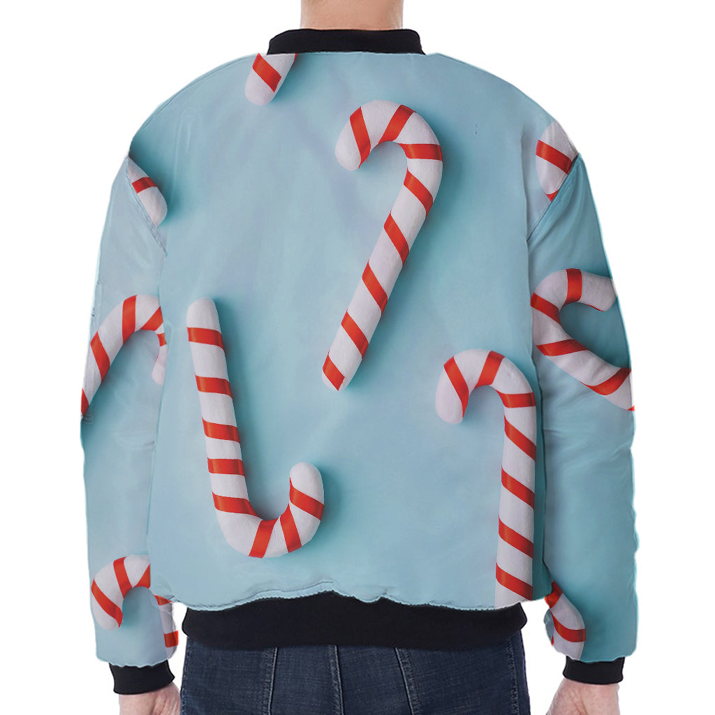 Christmas Candy Candies Pattern Print Zip Sleeve Bomber Jacket