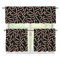 Christmas Candy Cane Pattern Print 3 Piece Kitchen Curtains