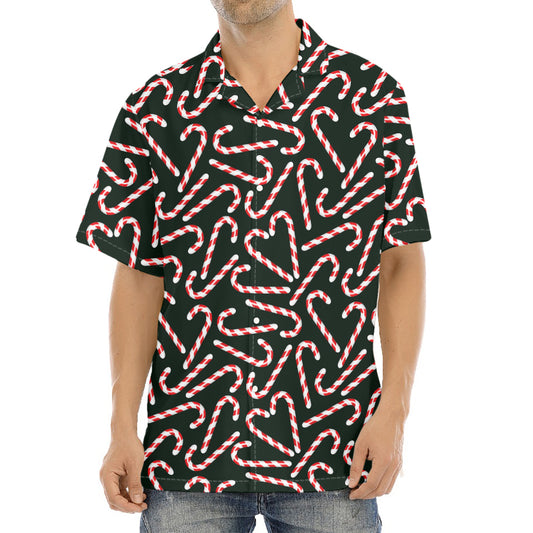 Christmas Candy Cane Pattern Print Aloha Shirt