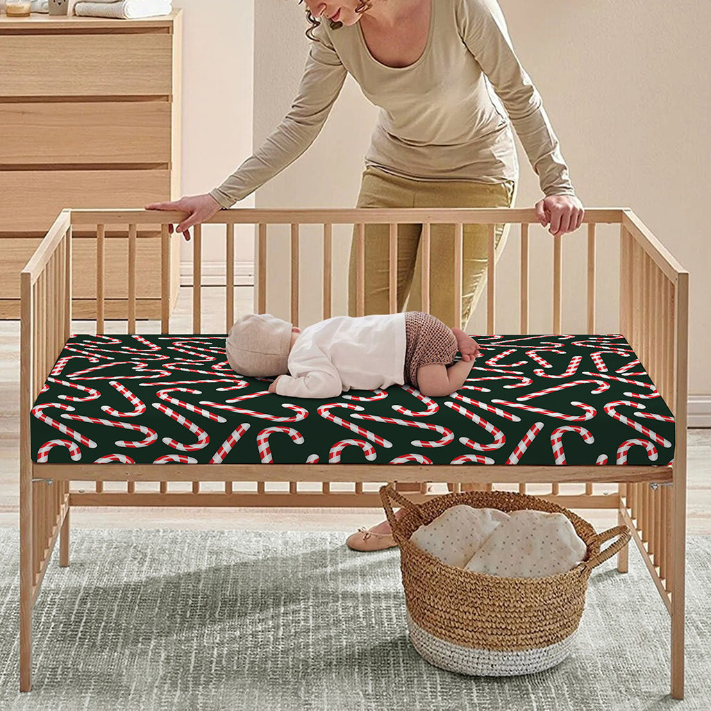 Christmas Candy Cane Pattern Print Baby Crib Sheet