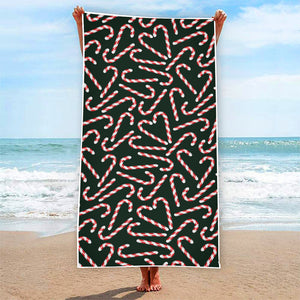 Christmas Candy Cane Pattern Print Beach Towel