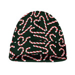 Christmas Candy Cane Pattern Print Beanie