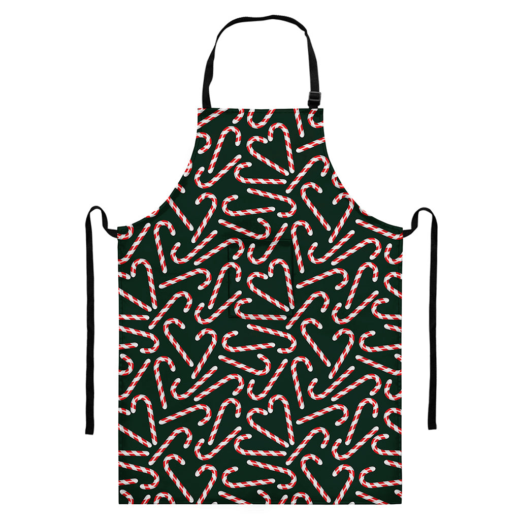 Christmas Candy Cane Pattern Print Bib Apron With Pocket