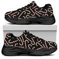 Christmas Candy Cane Pattern Print Black Chunky Shoes