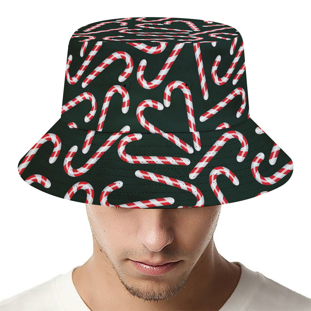 Christmas Candy Cane Pattern Print Bucket Hat