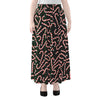 Christmas Candy Cane Pattern Print Chiffon Maxi Skirt