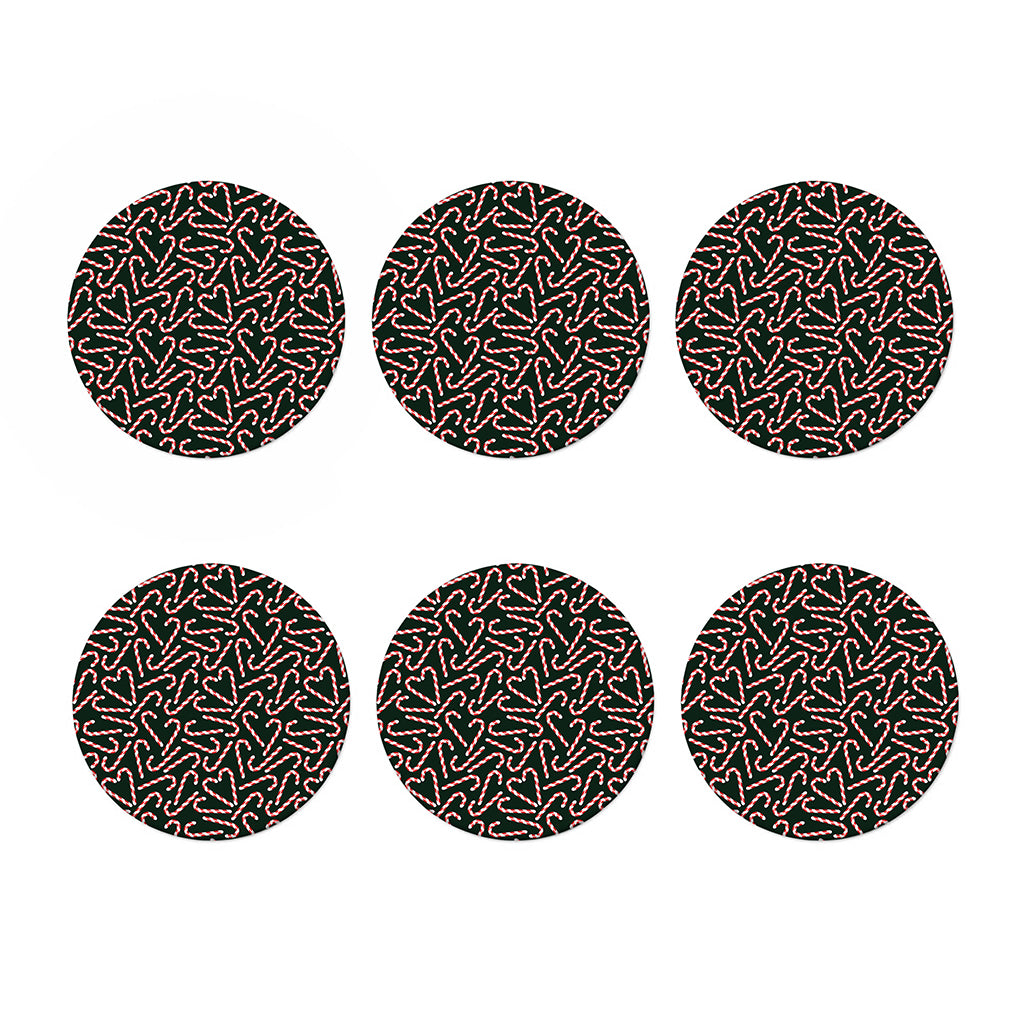 Christmas Candy Cane Pattern Print Coaster Set