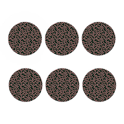 Christmas Candy Cane Pattern Print Coaster Set