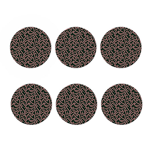 Christmas Candy Cane Pattern Print Coaster Set
