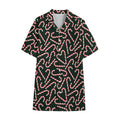 Christmas Candy Cane Pattern Print Cotton Hawaiian Shirt