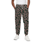Christmas Candy Cane Pattern Print Cotton Pants