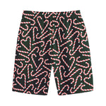 Christmas Candy Cane Pattern Print Cotton Shorts