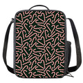 Christmas Candy Cane Pattern Print Crossbody Lunch Bag