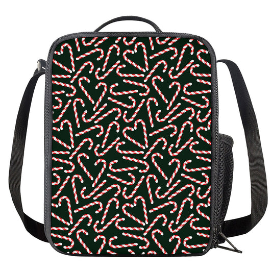 Christmas Candy Cane Pattern Print Crossbody Lunch Bag
