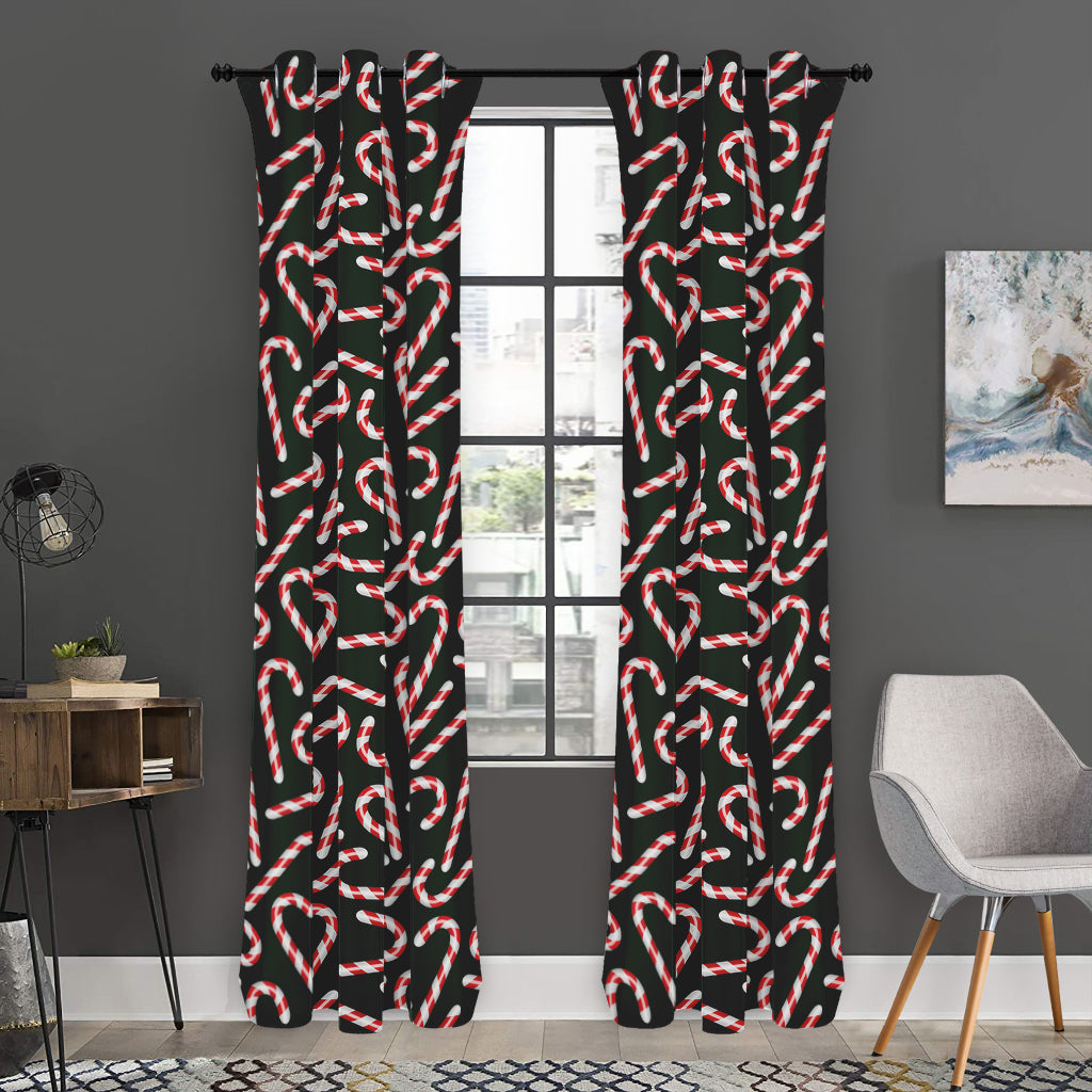 Christmas Candy Cane Pattern Print Curtain