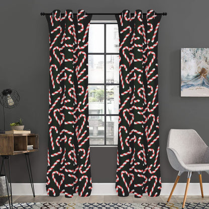 Christmas Candy Cane Pattern Print Curtain