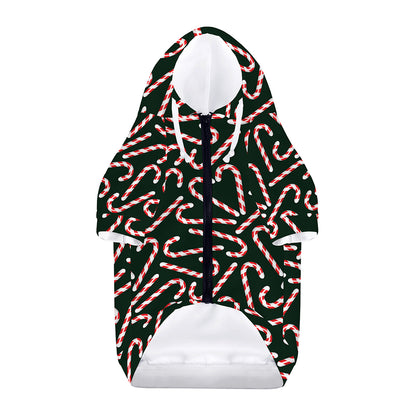 Christmas Candy Cane Pattern Print Dog Zip Up Hoodie