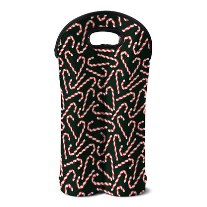 Christmas Candy Cane Pattern Print Double Neoprene Wine Tote
