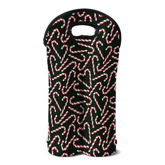 Christmas Candy Cane Pattern Print Double Neoprene Wine Tote