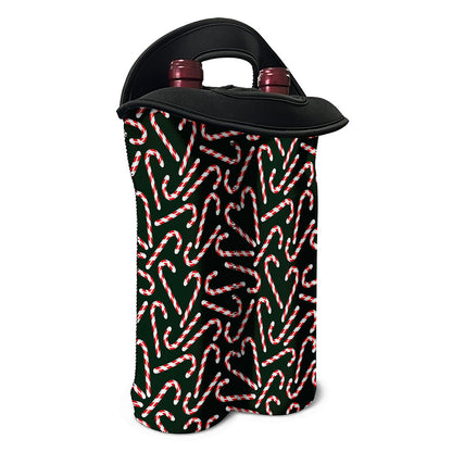 Christmas Candy Cane Pattern Print Double Neoprene Wine Tote