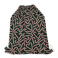 Christmas Candy Cane Pattern Print Drawstring Bag