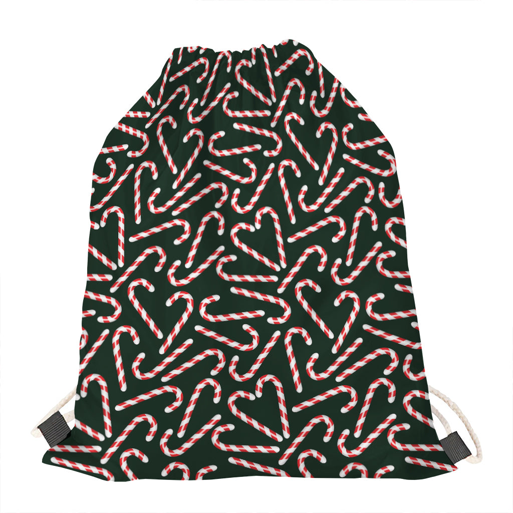 Christmas Candy Cane Pattern Print Drawstring Bag