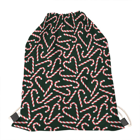 Christmas Candy Cane Pattern Print Drawstring Bag