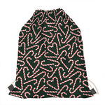 Christmas Candy Cane Pattern Print Drawstring Bag