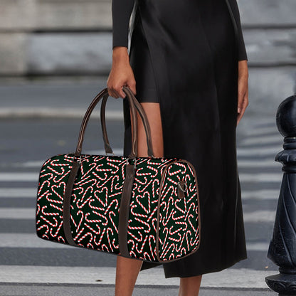 Christmas Candy Cane Pattern Print Duffle Bag
