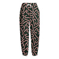 Christmas Candy Cane Pattern Print Fleece Lined Knit Pants