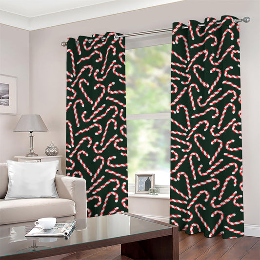 Christmas Candy Cane Pattern Print Grommet Curtains