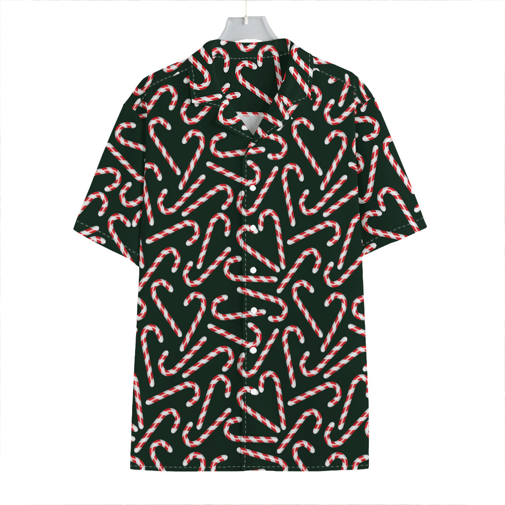 Christmas Candy Cane Pattern Print Hawaiian Shirt