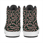 Christmas Candy Cane Pattern Print High Top Leather Sneakers