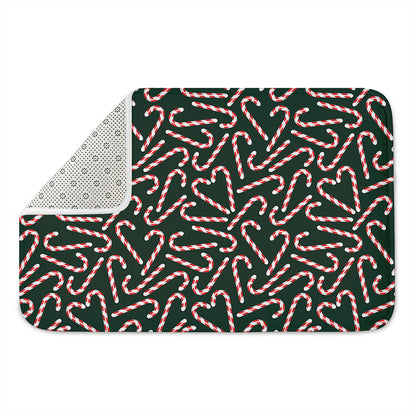 Christmas Candy Cane Pattern Print Indoor Door Mat
