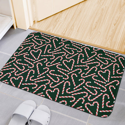 Christmas Candy Cane Pattern Print Indoor Door Mat