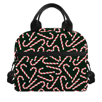 Christmas Candy Cane Pattern Print Insulated Lunch Bag