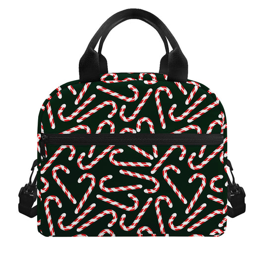 Christmas Candy Cane Pattern Print Insulated Lunch Bag