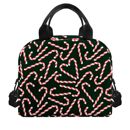 Christmas Candy Cane Pattern Print Insulated Lunch Bag